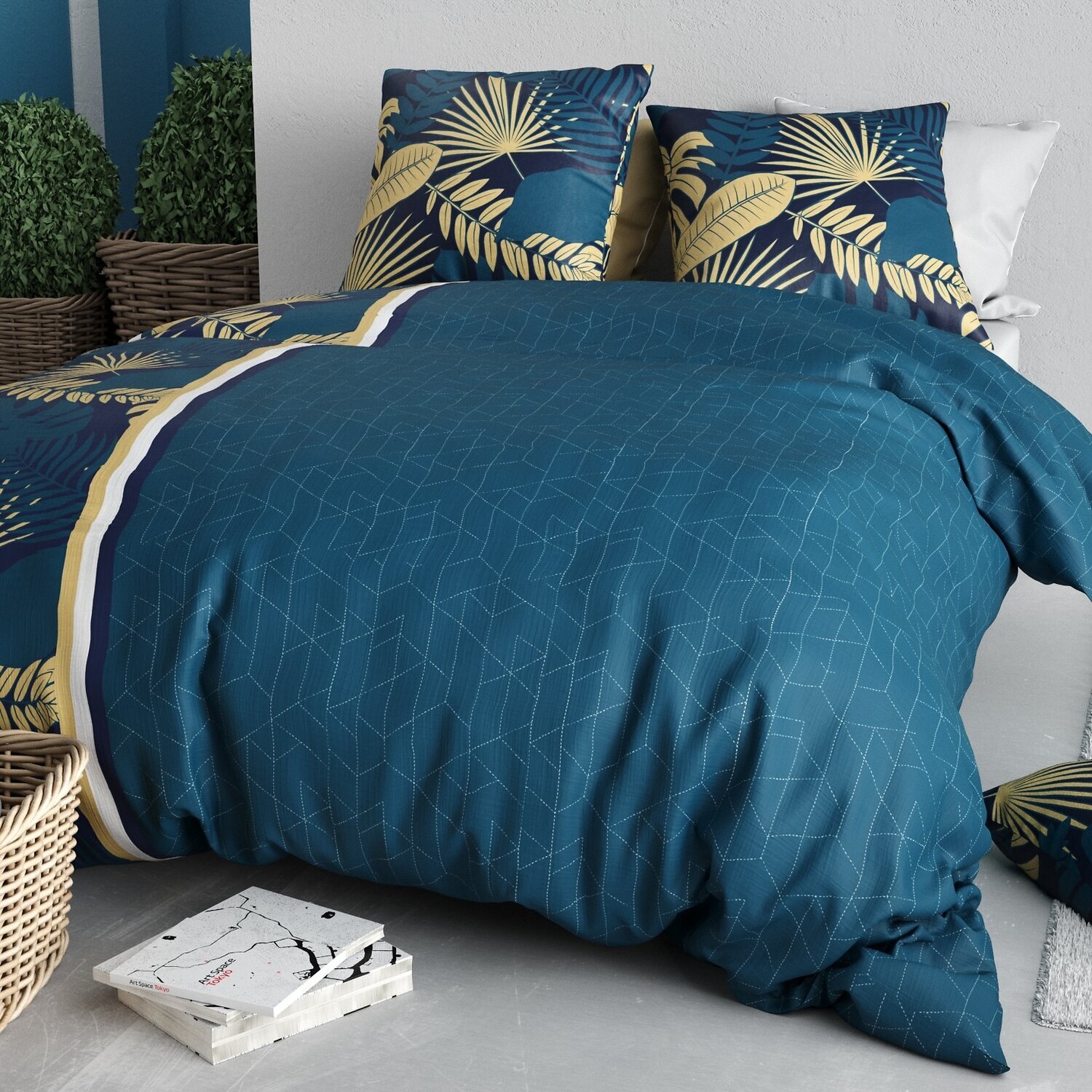 Parure housse de couette imprimé 100% coton - tropeal