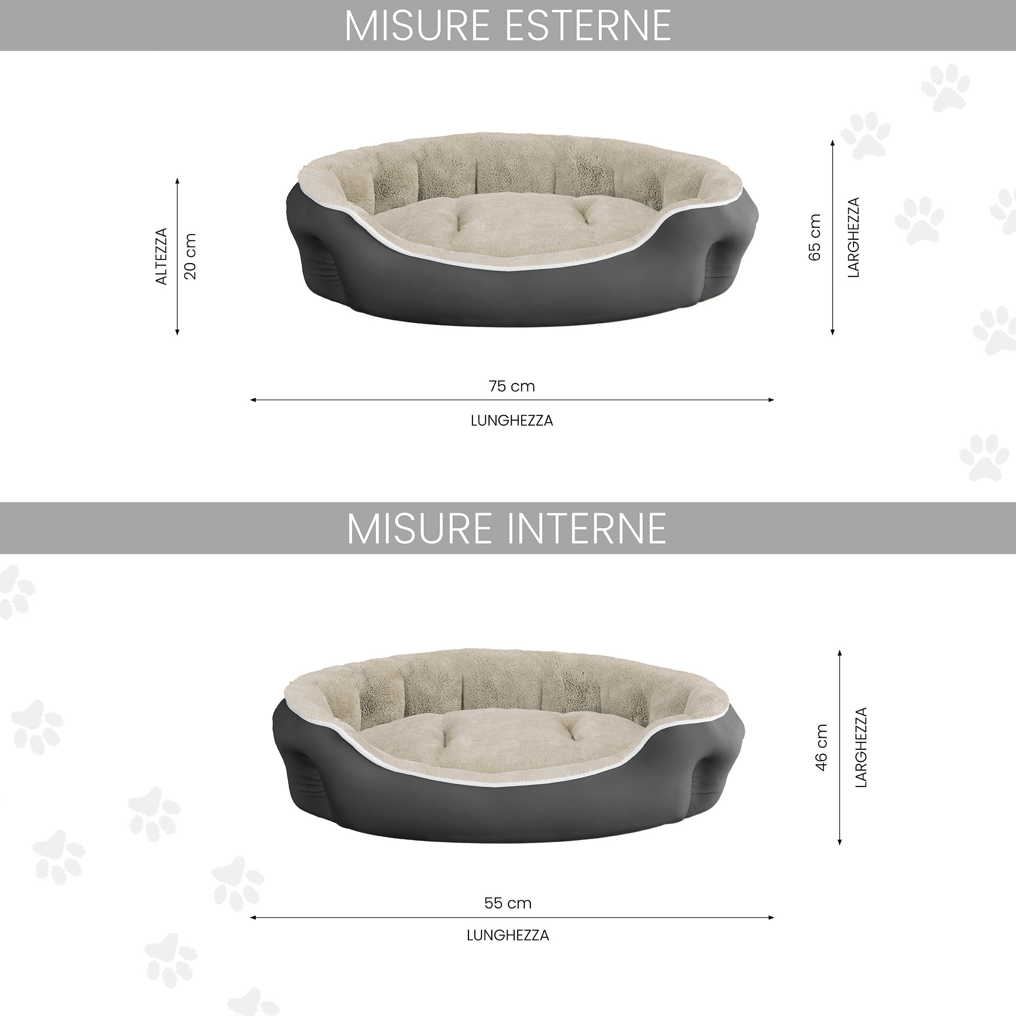 CUCCIA COCCOLE SOGNI E CAPRICCI PETS-PANNA, 75x65xh20cm