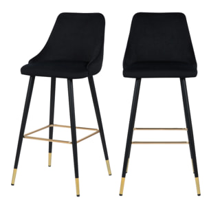 Lot de 2 chaises de bar 77.5 cm en velours noir - Aristote