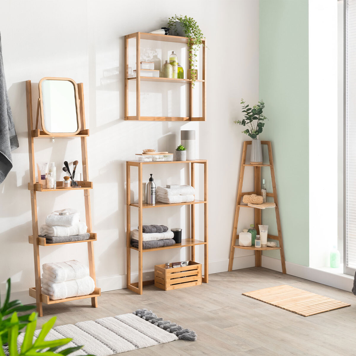 Miroir sur pied 39cm bambou