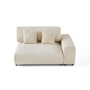 Garance - module d'assise 2 places avec accoudoir droit - en velours côtelé - Beige