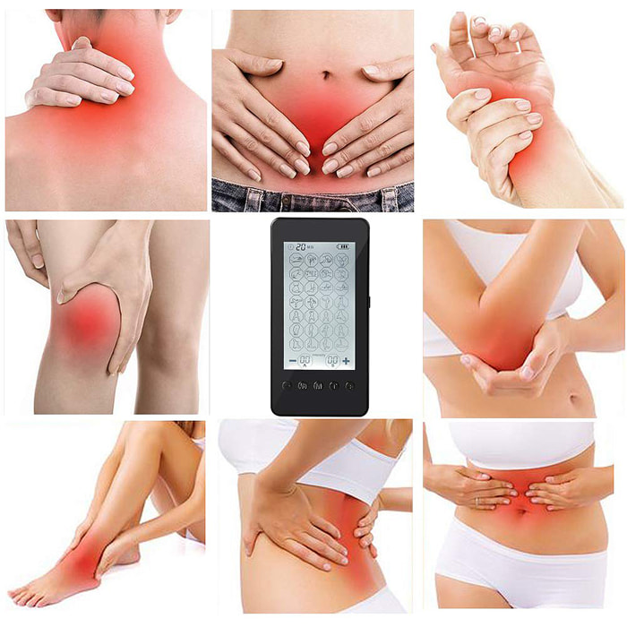 EMS Stimolatore Muscolare MHD-28 portatile. 28 modalità, 20 intensità, 2 canali duali. Dimensioni compatte, batteria ricaricabile.