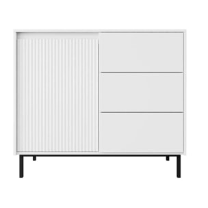 Girona - buffet bas - blanc - 3 tiroirs et 1 porte - 103 cm - Blanc