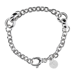 Bracciale con Catena Rolo e Anelli Intrecciati in Argento 925 placcato Platino