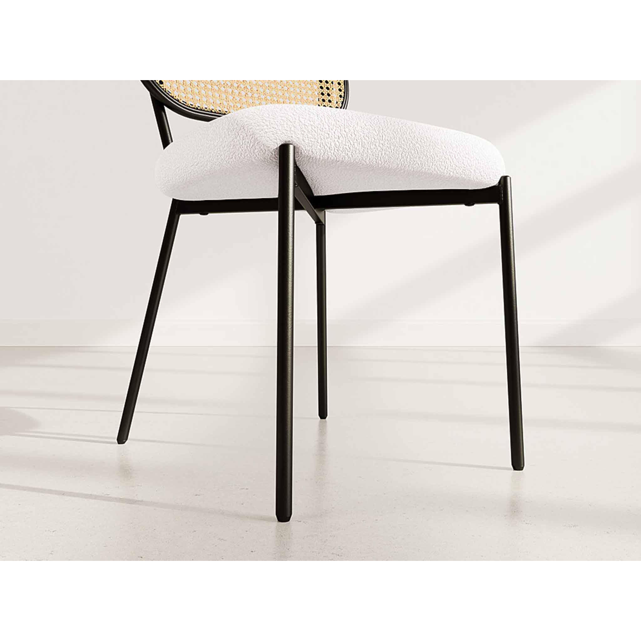 Luciano - lot de 2 chaises cannage - dossier arrondi - en tissu bouclette - Beige