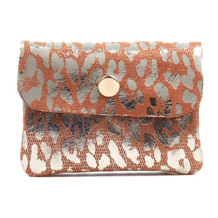 Alpignano portafoglio donna. Pelle autentica Gamuza, design stampa animale leopardo, laccato brillante.