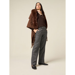 Oltre - Pantaloni palazzo check - Grigio