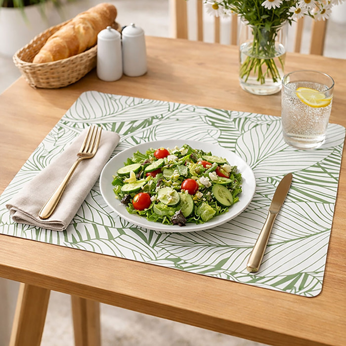 Lot 12 sets de table leaves 43.5x28.5cm en polypropylène