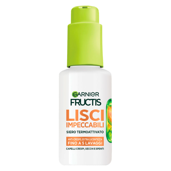 Siero Termoprotettore e Termoattivato Fructis Lisci Impeccabili per Capelli Setosi Resiste all'Umidità - Flacone da 50ml