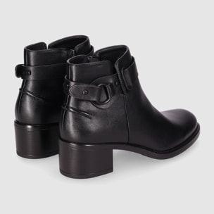 Botines de Piel Sintética - Negro - Tacón: 5 cm