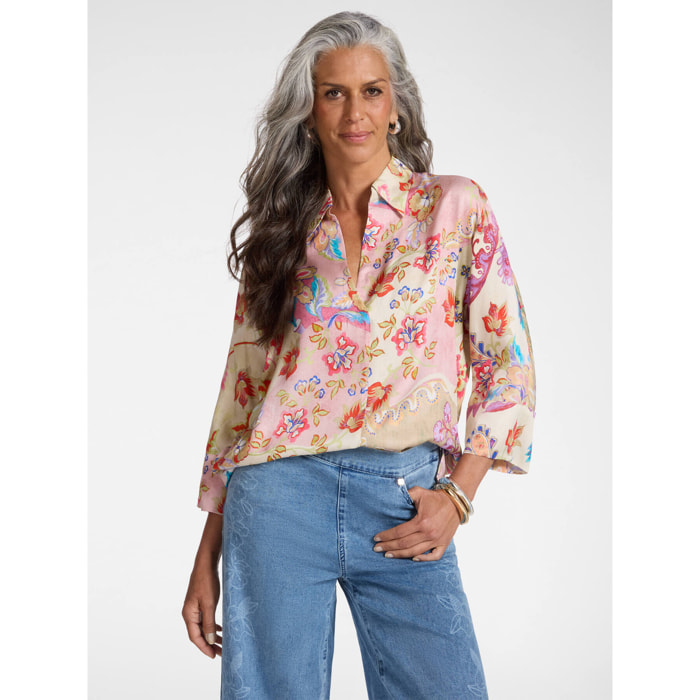 Elena Mirò - Camicia in viscosa stampata - Rosso