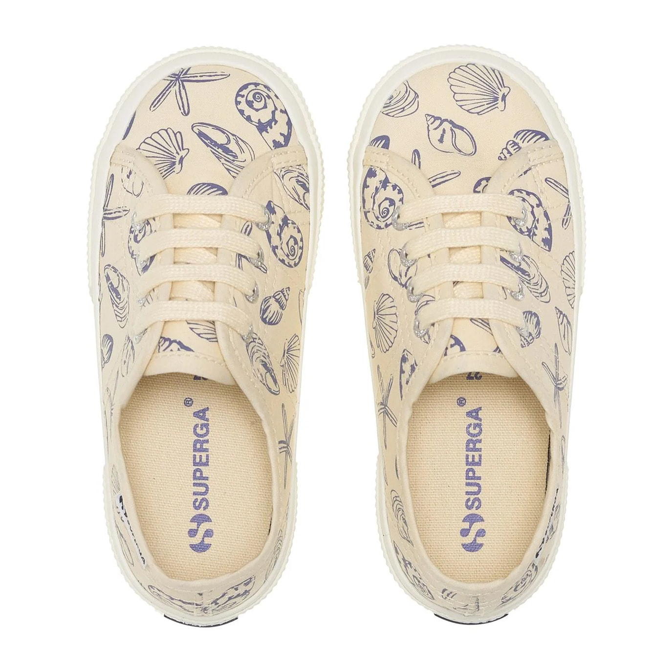 Le Superga Bambino/a Beige 3750 Kids Seashells Print Leggera