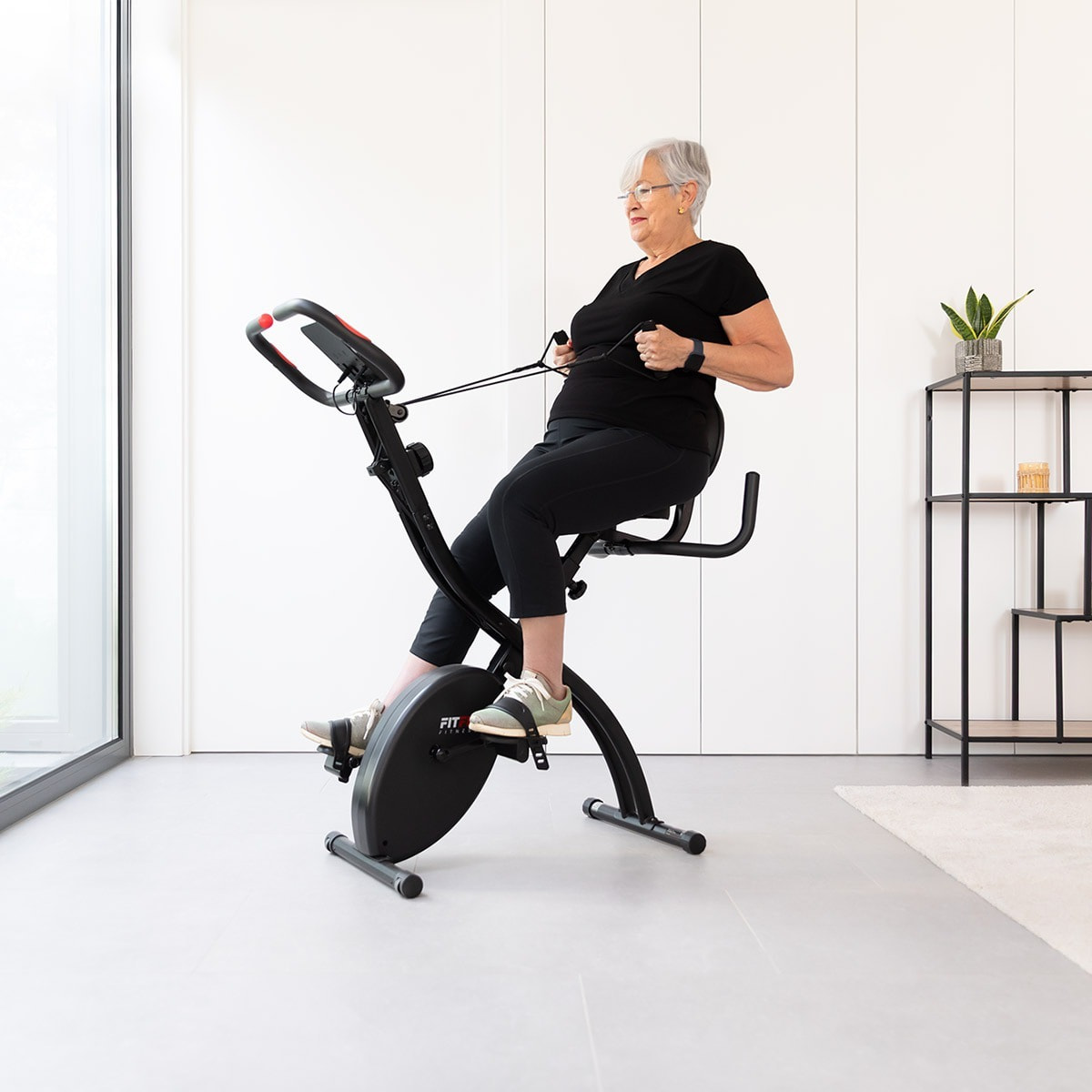 Bicicleta estática plegable FITFIU volante 8kg respaldo y cuerdas elásticas