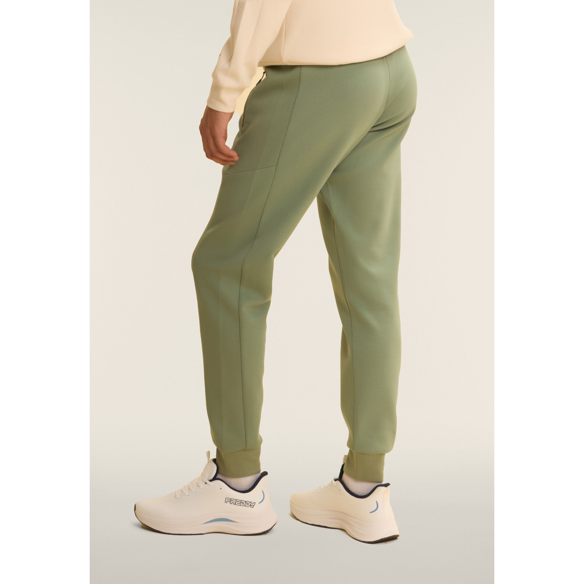 Pantalone in Interlock con Coulisse e Fondo a Polsino