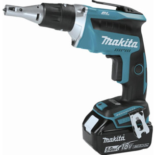 Atornillador para placas de yeso 18 V Li-Ion 5 Ah MAKITA - 2 baterías, cargador, maletín - DFS452RTJ