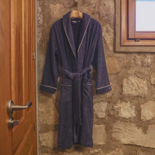 Scalpers albornoz liso con ribete y detalle bordado azul marino talla l-xl