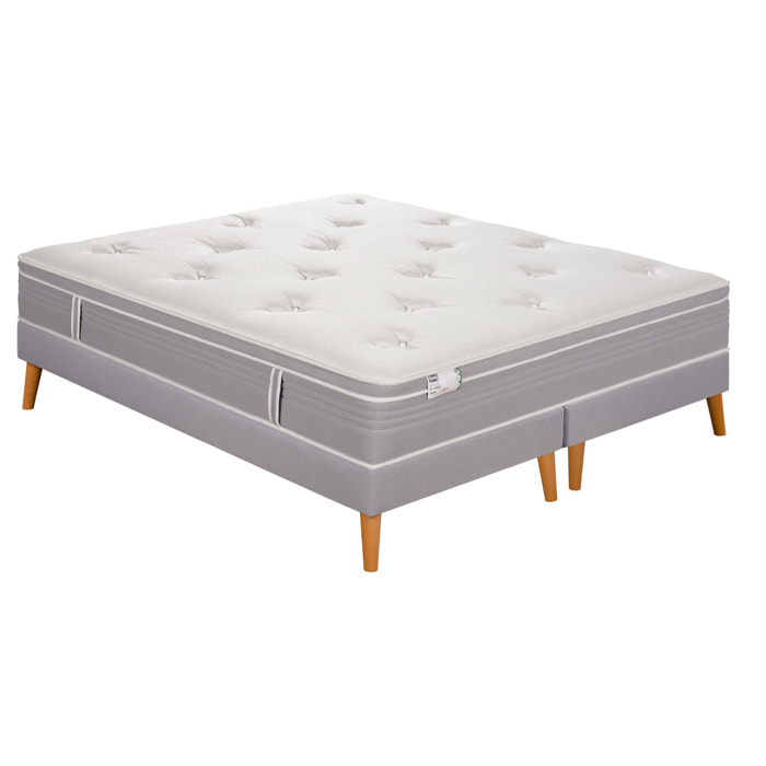 Ensemble LE VISIONNAIRE matelas H27 ressort ensachés, ferme, 2 sommiers