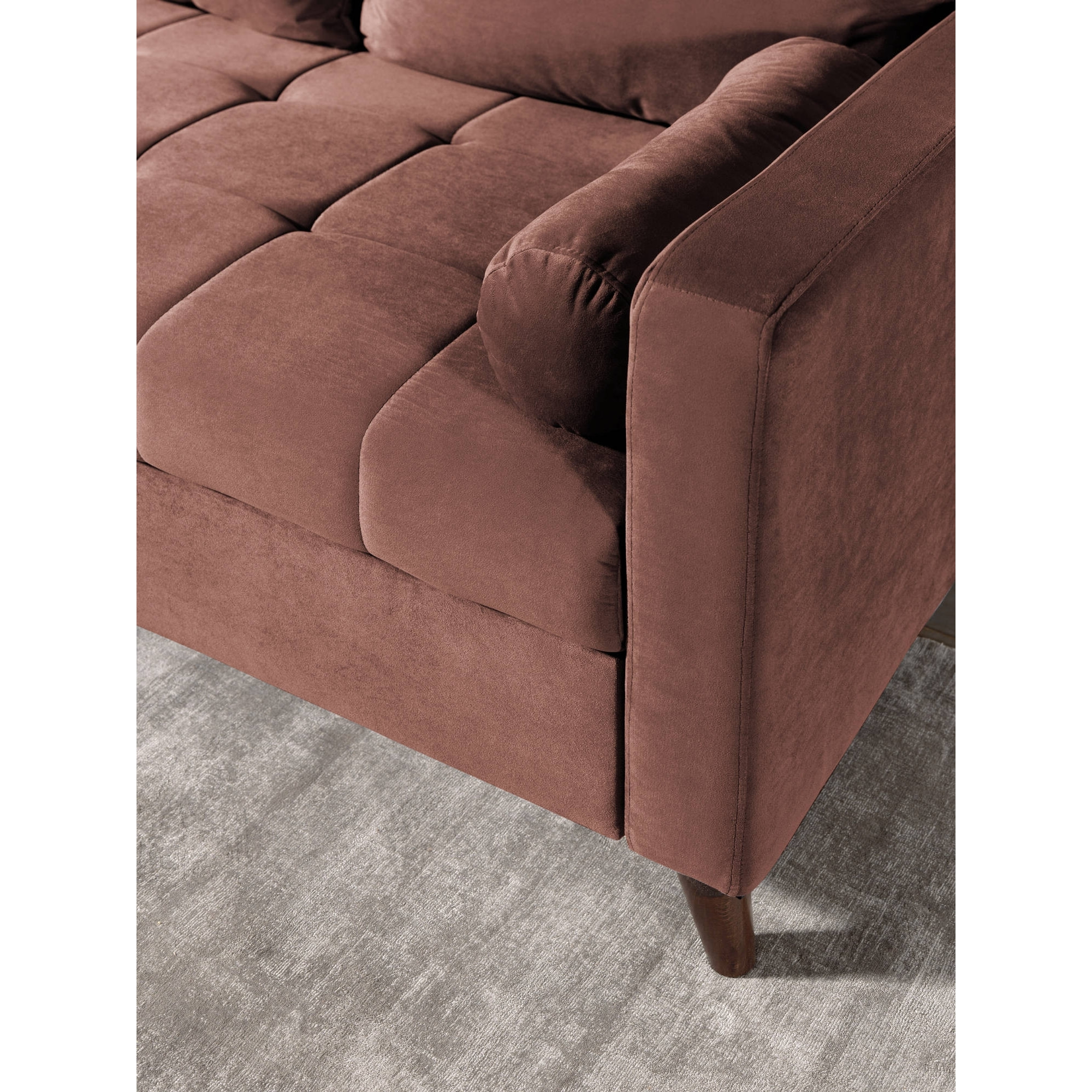 POLAR - Canapé d'angle réversible convertible - en velours au design scandinave - 4 places - Rose