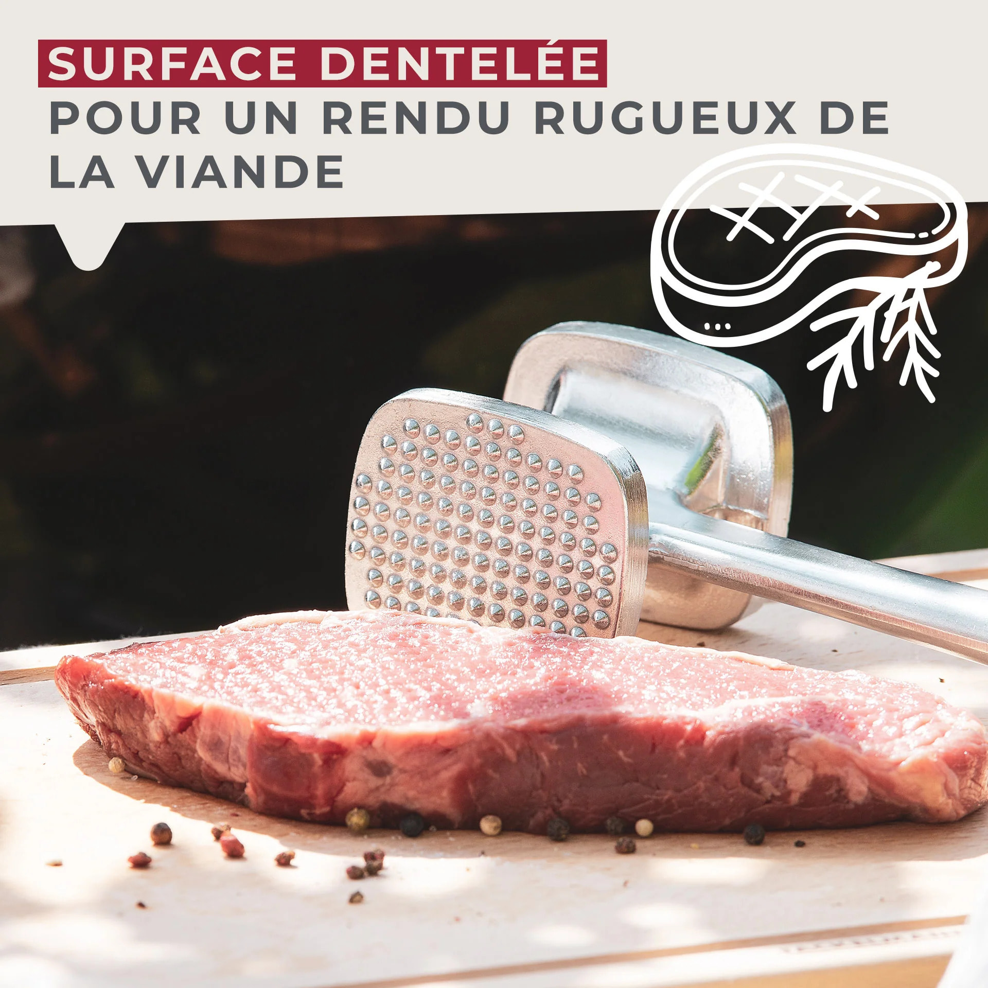 Attendrisseur à viande en aluminium 28 cm Fackelmann Basic