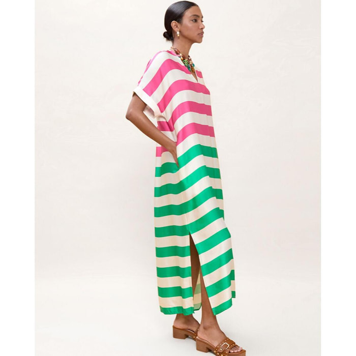 Abito lungo a righe tricolori