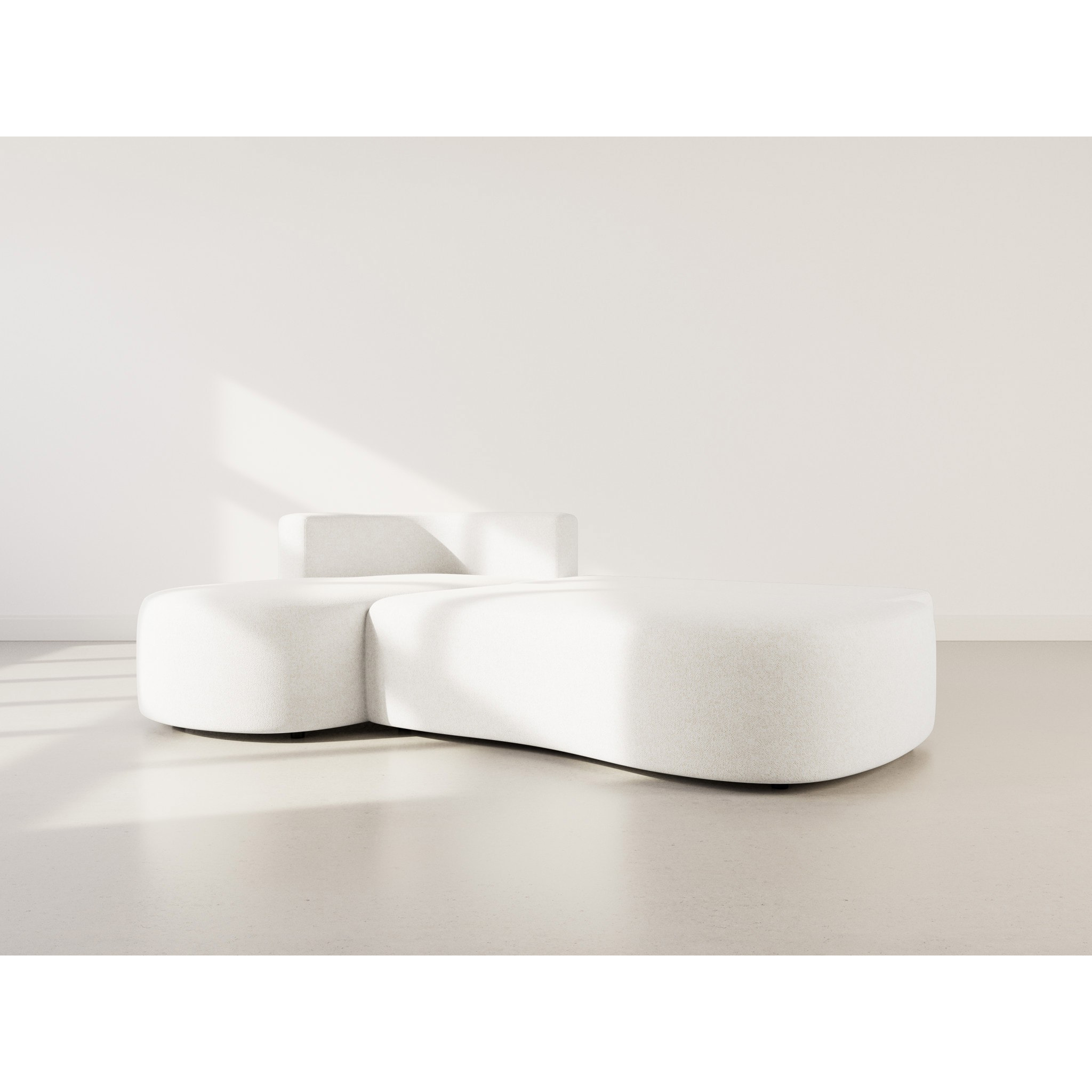 Mahina - canapé d'angle gauche 4 places convertible avec coffre en tissu texturé - Beige