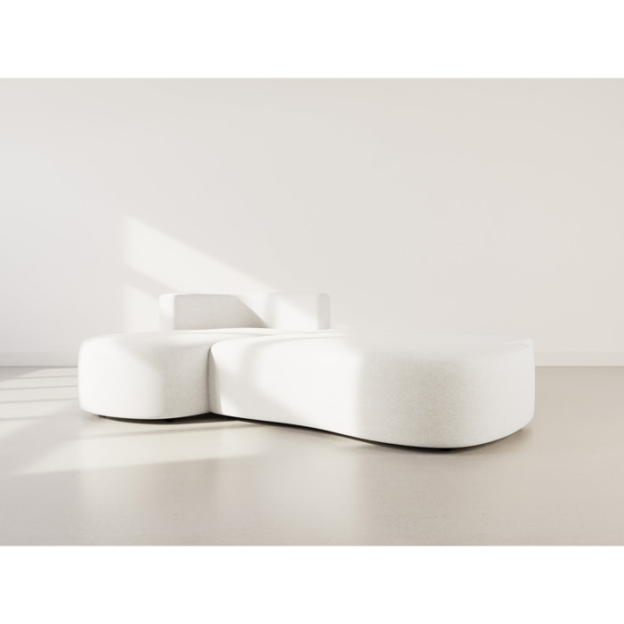 Mahina - canapé d'angle gauche 4 places convertible avec coffre en tissu texturé - Beige