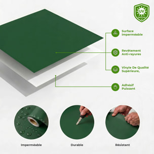 Rouleau adhésif décoratif Vinyle au Mètre - Vert fonce - Sticker Lavable Imperméable Mur Cuisine Meubles