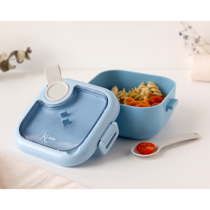 CAJA AMUERZO AZUL CON CUCHARA GRIS