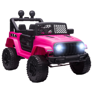 Coche Eléctrico para Niños 12V, Vehículo Todoterreno de Batería con 2 Motores, Control Remoto 2,4G, Velocidad hasta 5 km/h, Sistema de Suspensión, Faros, para Niños de +3 Años, Rosa