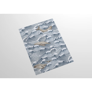 Carta da Parati Mare Vintage con Onde e Balene