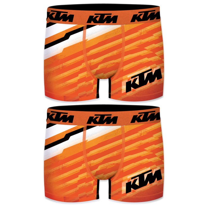 Pack 2 Boxers KTM - microfibra (92% poliéster - 8% elastano) - con los colores característicos de la marca KTM