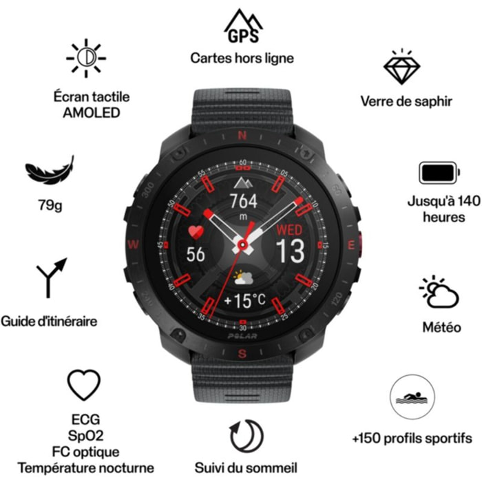 Montre sport POLAR GRIT X2 PRO Night Black S-L