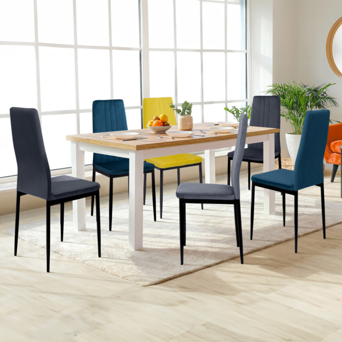 Chaises Jade en velours et pieds noirs - Mix color - Gris clair, gris foncé, jaune, bleu