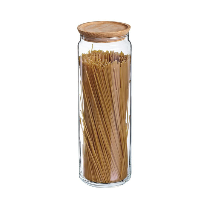 Pot à spaghetti 200cl avec bouchon en bois Pure Jar - Luminarc - verre trempé extra résistant