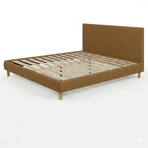 Ensemble matelas Jade & lit fixe Colisée | Mémoire de forme et ressorts ensachés | cadre à lattes | Bouclette | Sable