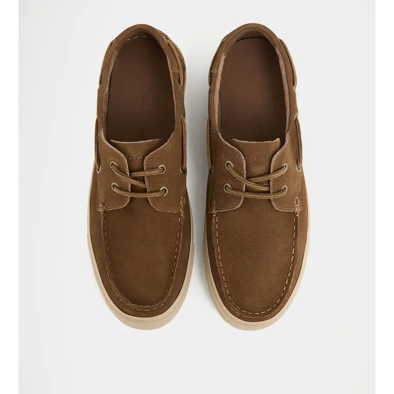 Zapato náutico Oak marrón de piel con logo Polo Club