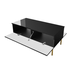 Celeste - table basse - 2 portes - 120 cm - Noir / Doré