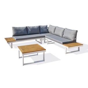 MIYAKO - Salon de jardin 5 places bois d'acacia et aluminium