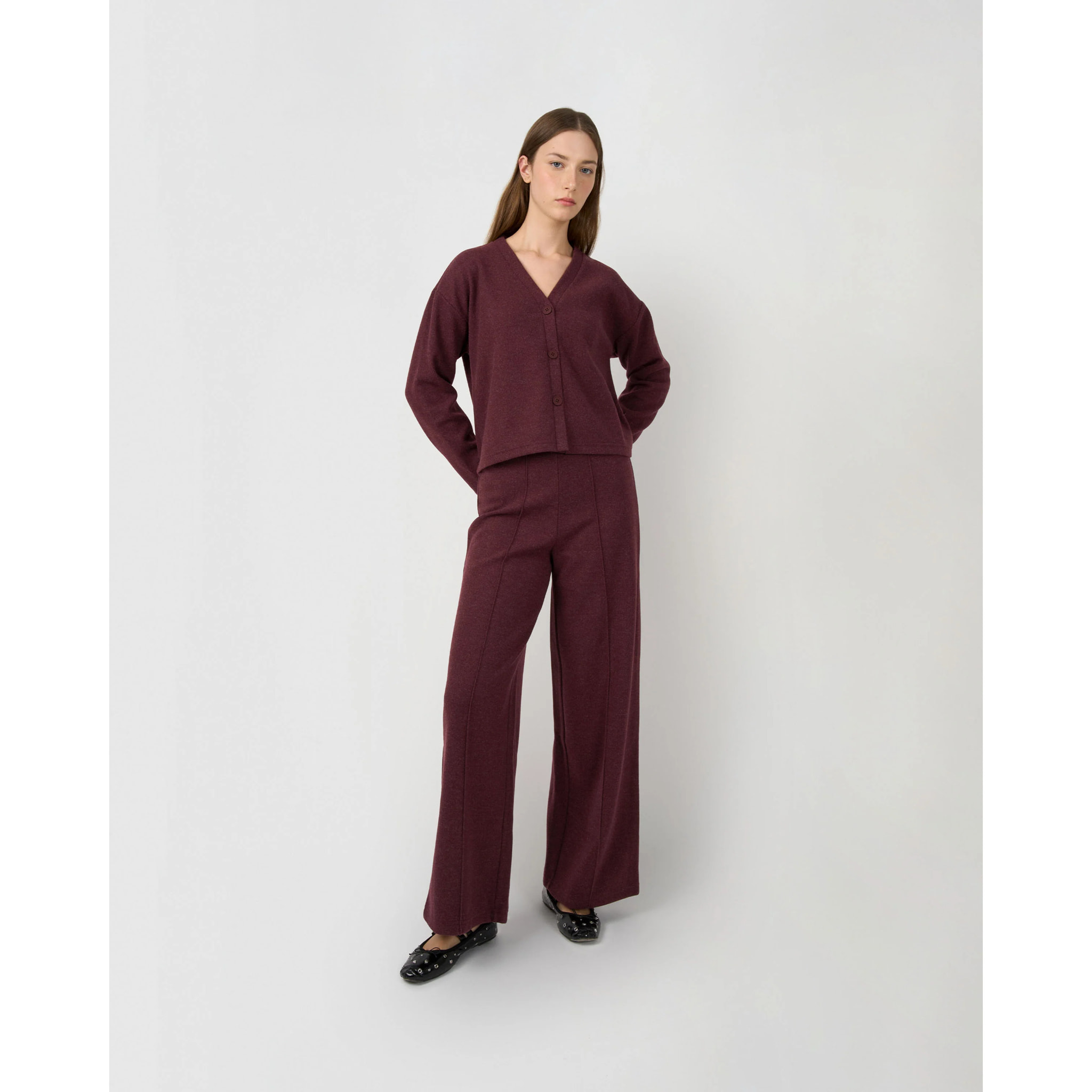 Set rebeca pantalón paño burdeos