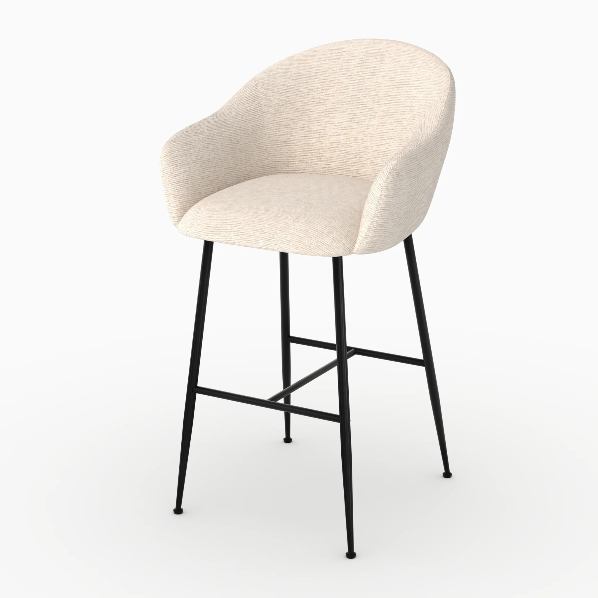 Chaise de bar en tissu blanc chiné 76 cm - Socky