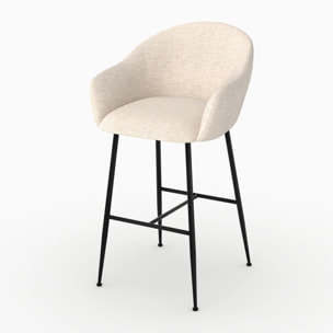 Chaise de bar en tissu blanc chiné 76 cm - Socky