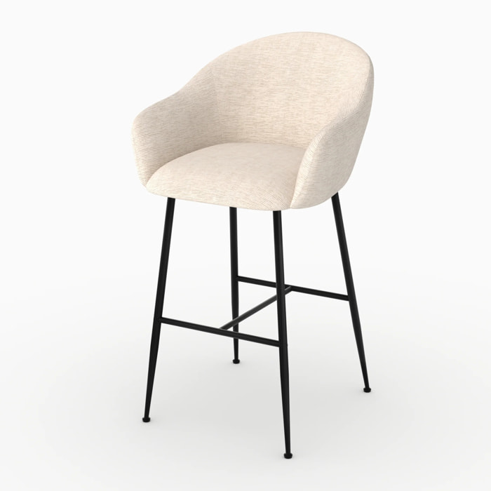 Chaise de bar en tissu blanc chiné 76 cm - Socky