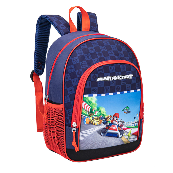 Super Mario Kart Mochila. 2 bolsillos laterales. Espaldera acolchada.