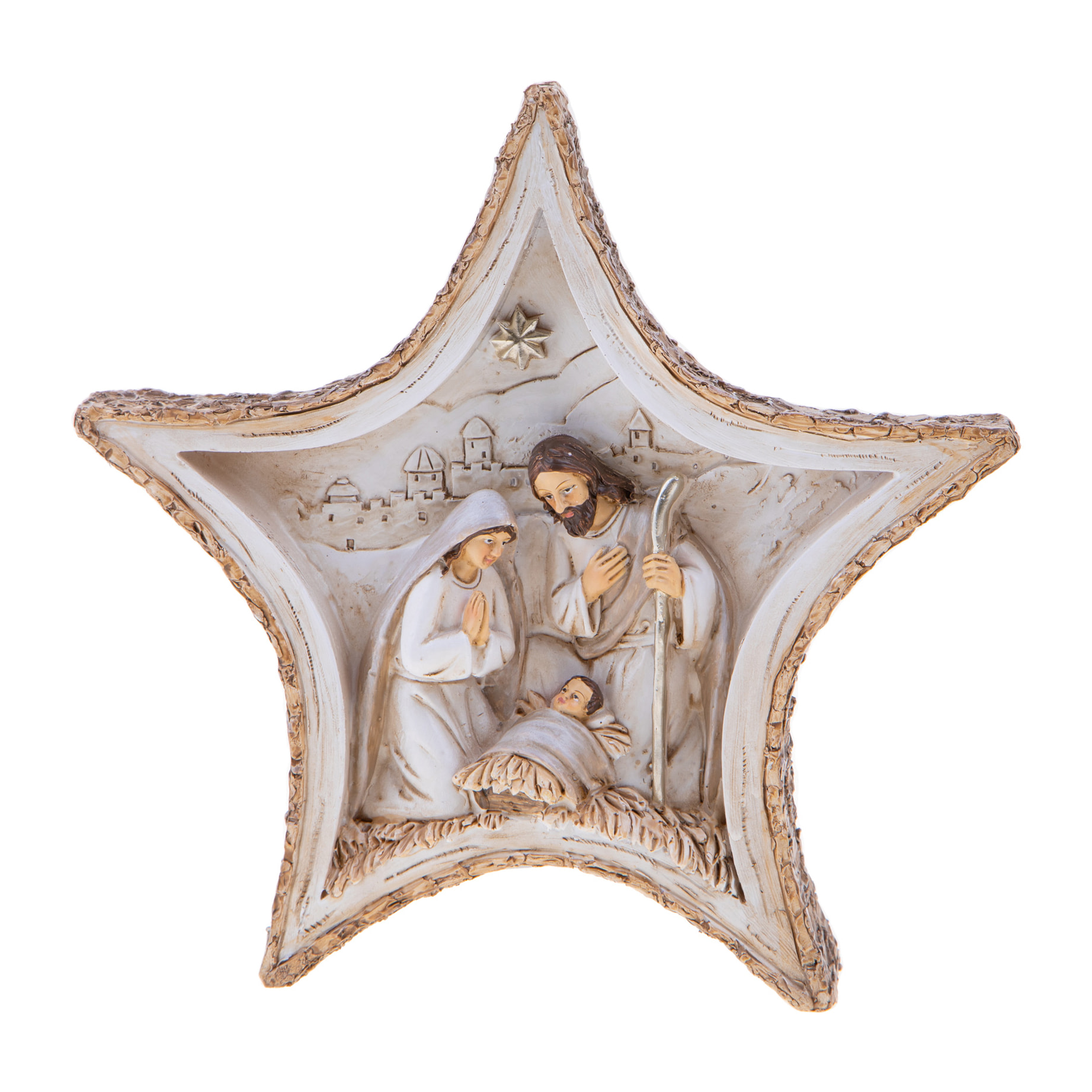 NativitÃ Con Stella. Altezza 19, 5 Cm - Pezzi 1 - 20X19,5X4cm - Colore: Verde - Bianchi Dino - Articoli Natalizi