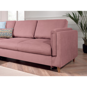 Brooke - canapé d'angle gauche - convertible - 5 places - en velours - Rose