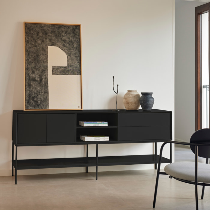 Mueble de televisión Platt 2 puertas y 2 cajones negro