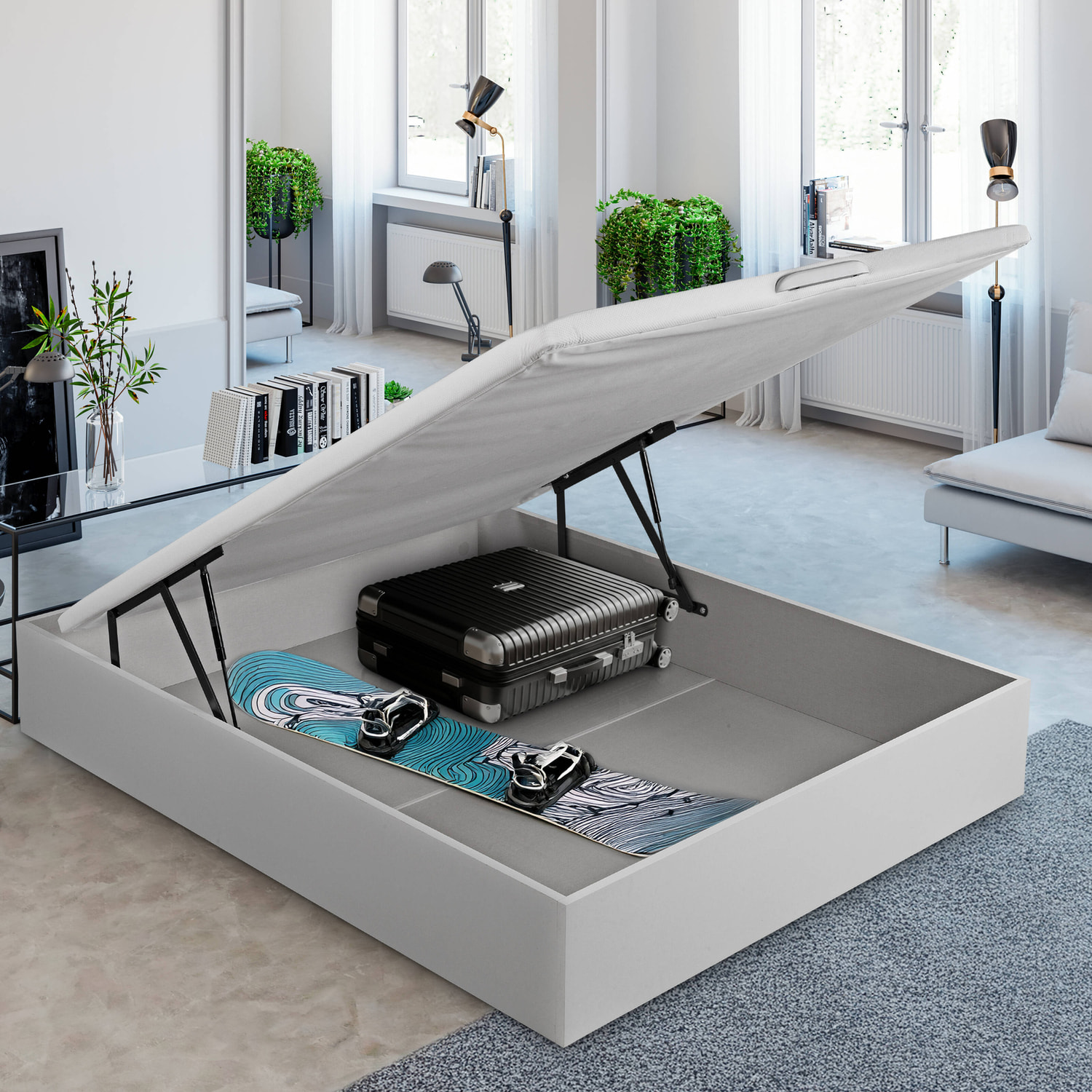 Canapé Abatible 32CM | ENVÍO, MONTAJE Y RECOGIDA ANTIGUO INCLUIDO | Madera | Color Blanco | Gran capacidad | ROYAL SLEEP