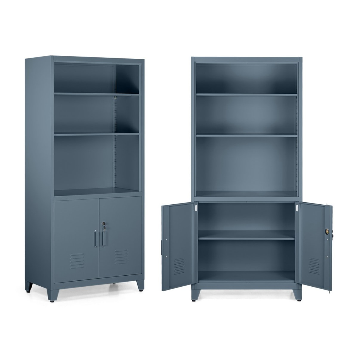 Armadio metallo semiaperto con serratura 85x45x190 cm ceruleo - Yumi