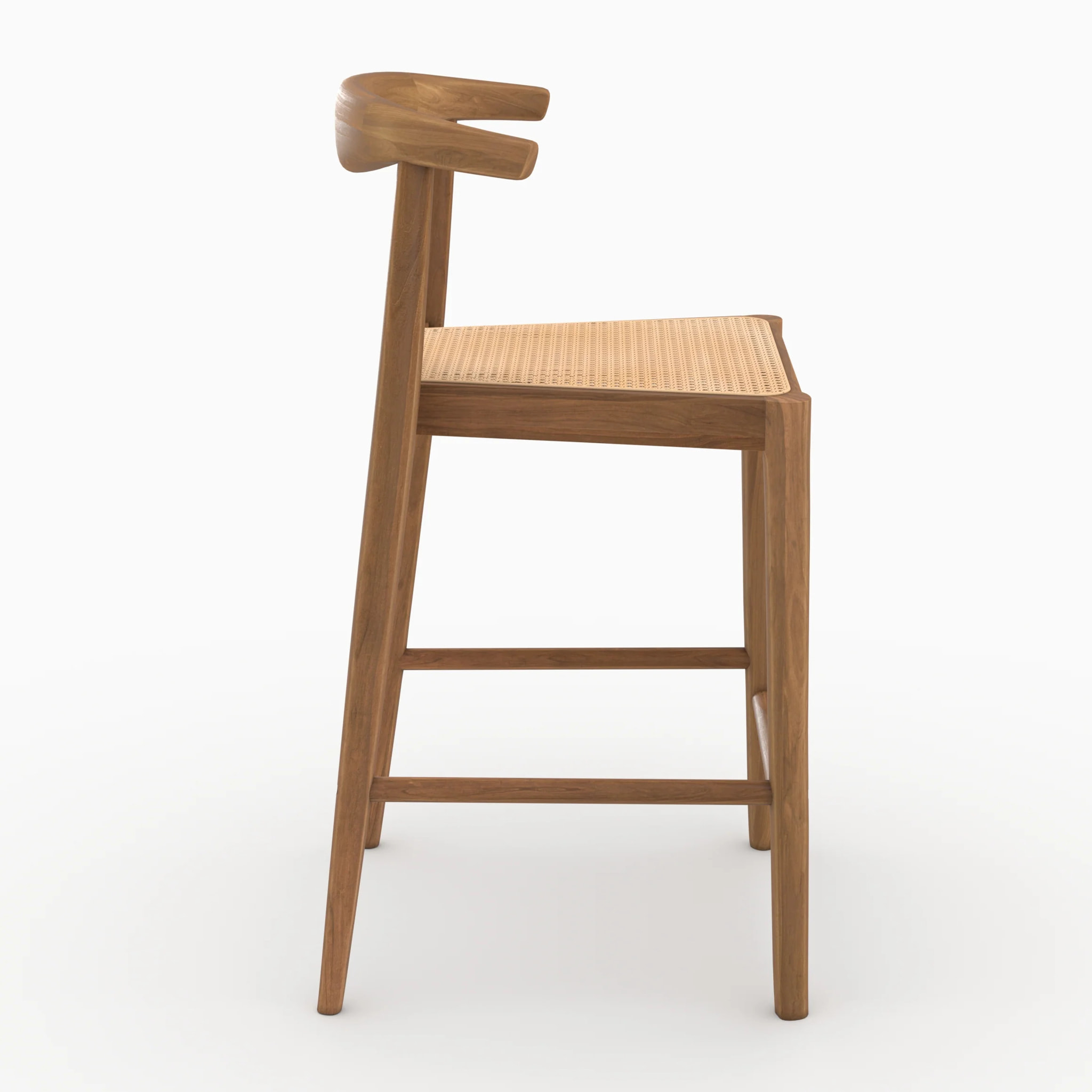 Lot de 2 chaises pour îlot central 64 cm en teck vernis et cannage - Alia