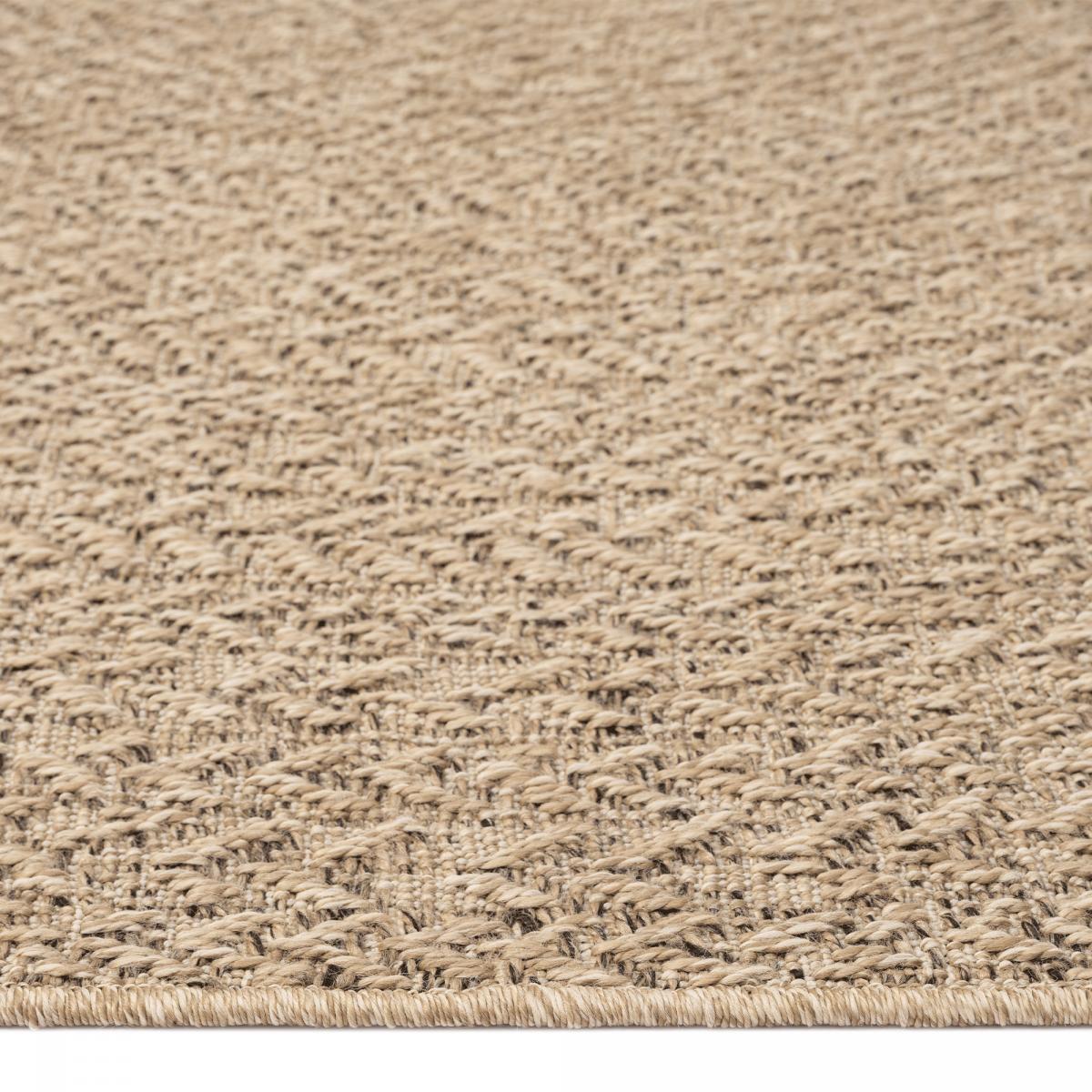 Tapis extérieur intérieur REZY aspect jute motif rond  ton sur ton